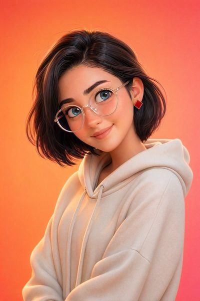 Pixar-Style 3D Portrait with Expressive Blue Eyes