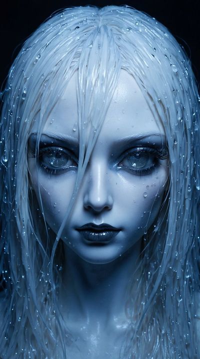 Glacial Gaze: A High-Fashion Resin Doll in Synthetic Despair