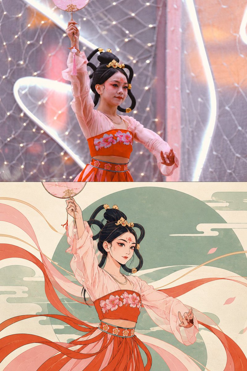 Photo and Chinese Manhua Portrait Split for Motion Study