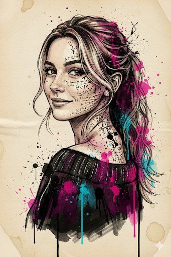 Whispers of Color: A Mixed Media Portrait
