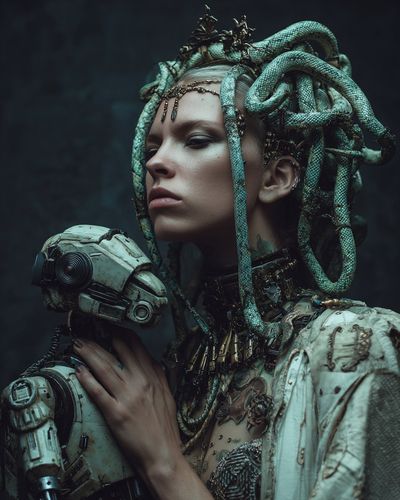 Gothic Queen and Her Mechanical Sentinel