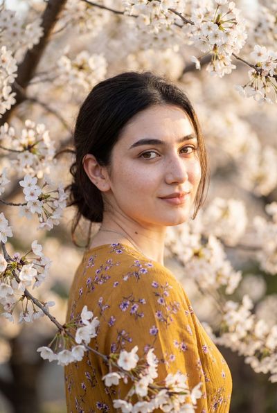 Golden Hour Serenity Amid Cherry Blossoms