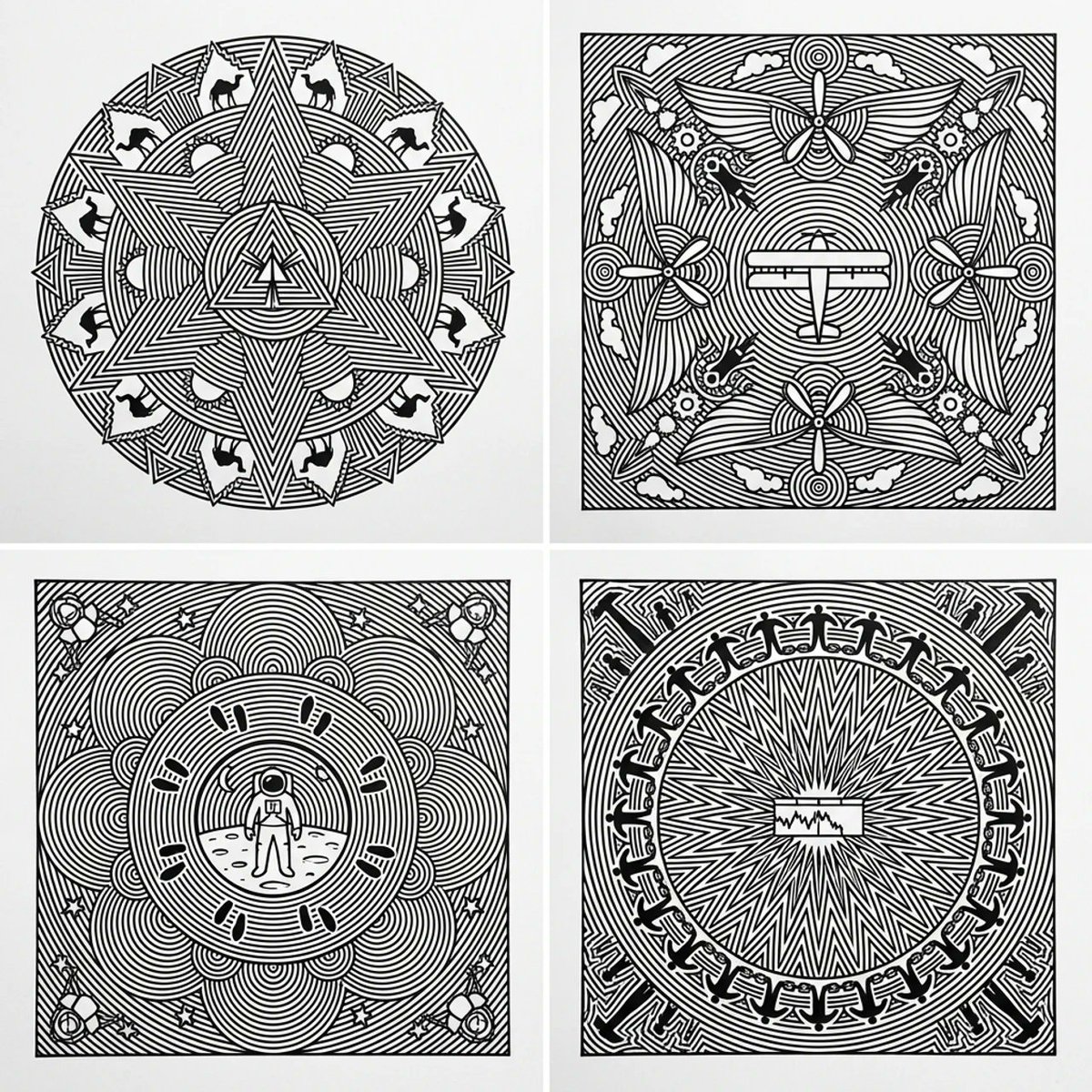 Hypnotic Radial Frequency Mandalas of Iconic Historical Moments