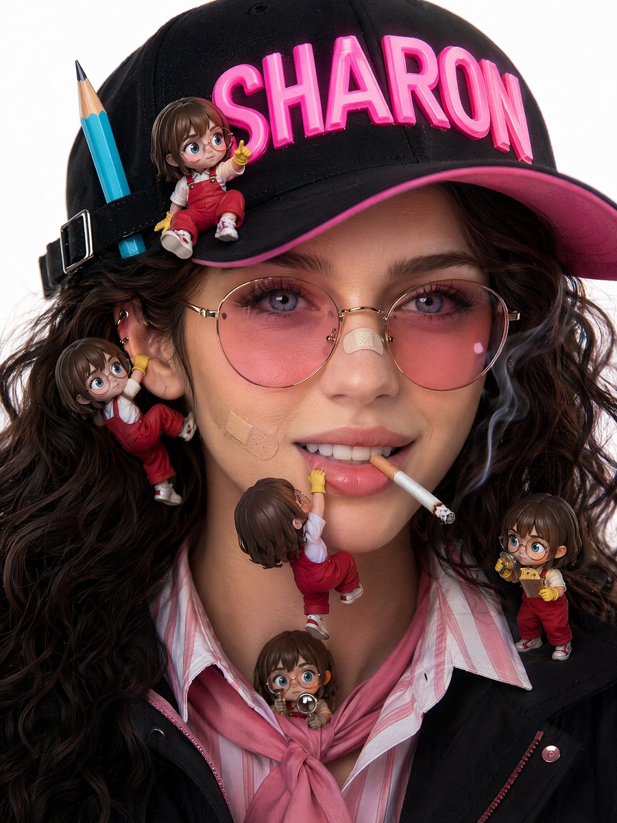 Luxury Streetwear Portrait with Surreal Miniature Figures