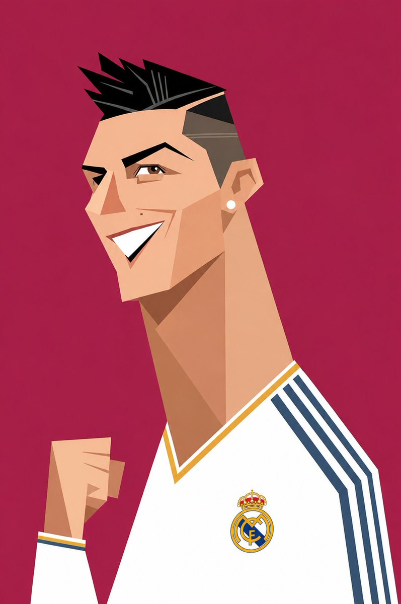 Four football legends transformed into geometric cubist vector art
