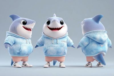 Adorable 3D Anthropomorphic Mascot in Triple View