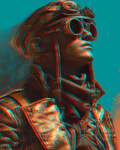 Fragmented Reality: Dual Hue Glitch Portrait