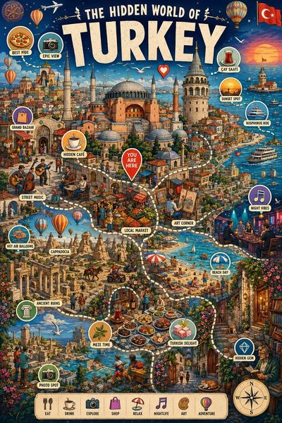 Discover hidden gems and local secrets in this vibrant city poster