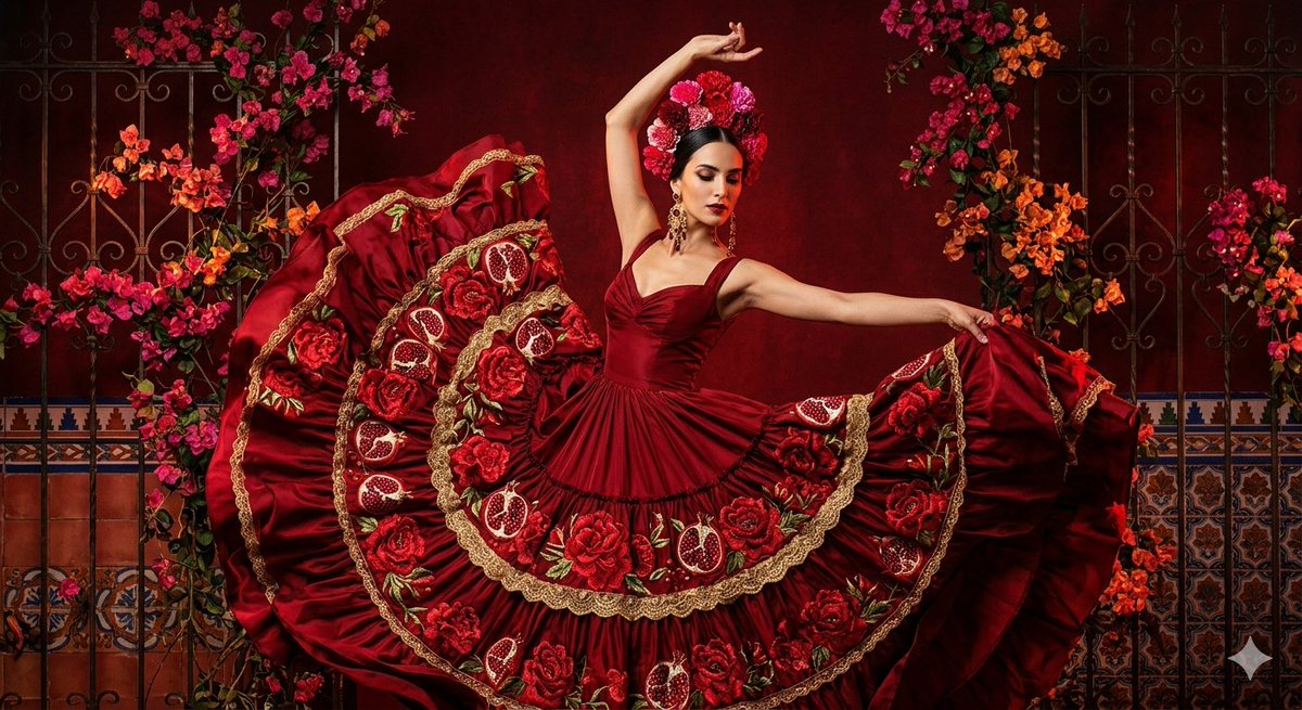 Flamenco Elegance in Crimson Motion