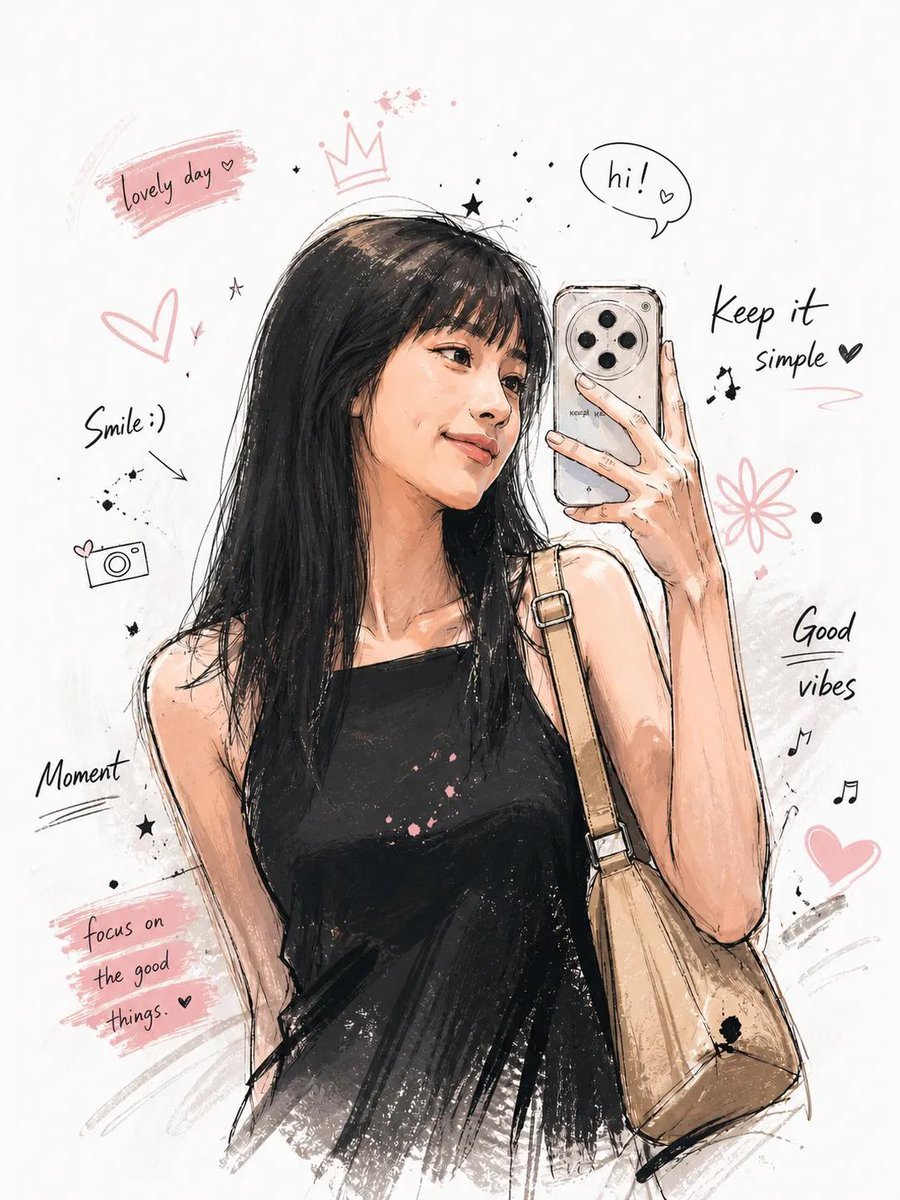Korean-Inspired Character Sketch with Pastel Ink Detail
