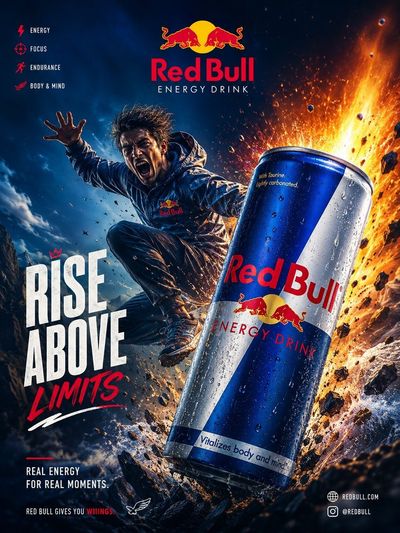 Red Bull's Fibonacci poster explodes with luxurious energy and style.