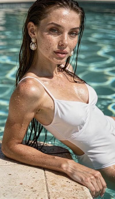 Elegance by the Pool: A Sunlit Fashion Portrait
