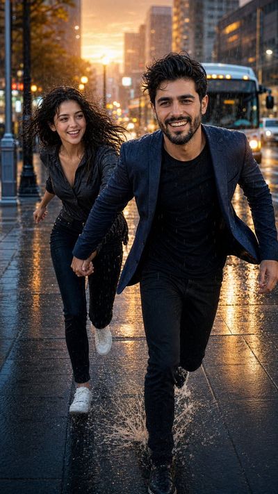 Golden Rain Chase on City Streets