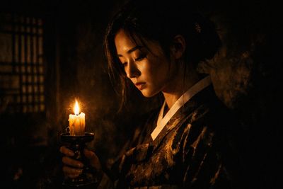 Candlelit Chiaroscuro in Hanbok