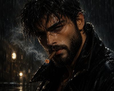 Intense Grit: A Portrait in the Rain