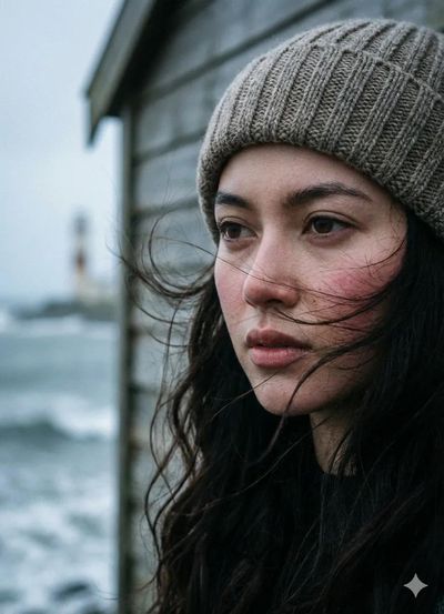 A Windswept Moment at the Pier