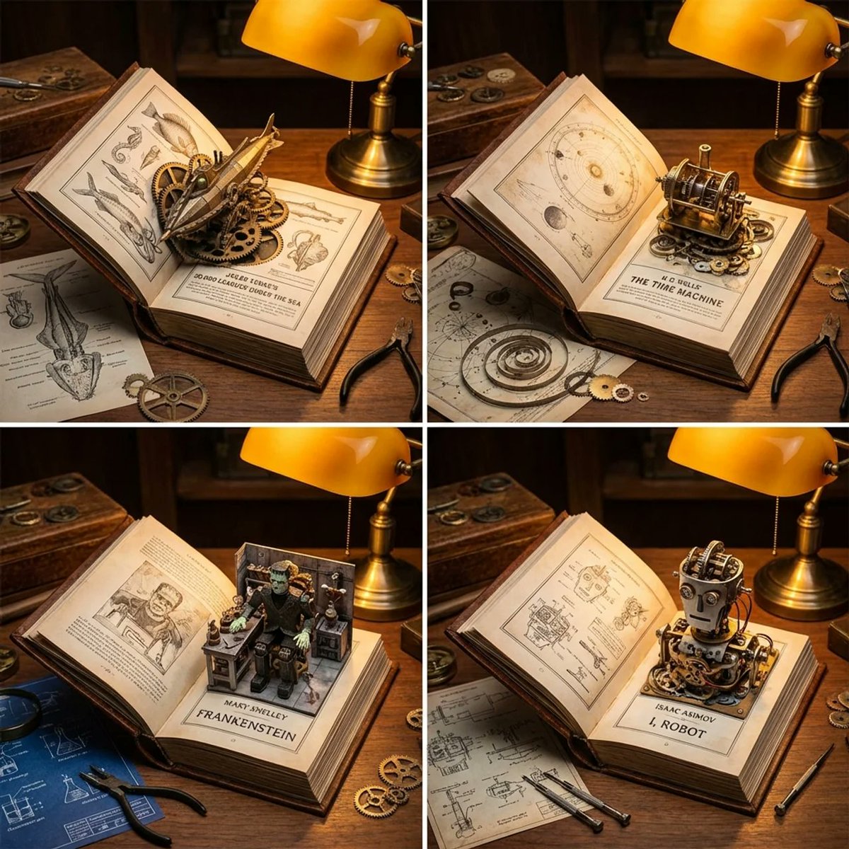 Steampunk Sci-Fi Classics in Intricate Mechanical Dioramas
