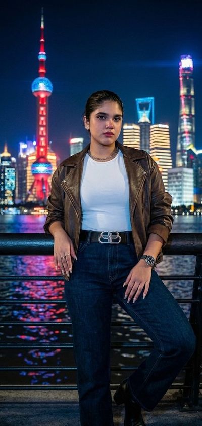 Shanghai Skyline Embrace at Night