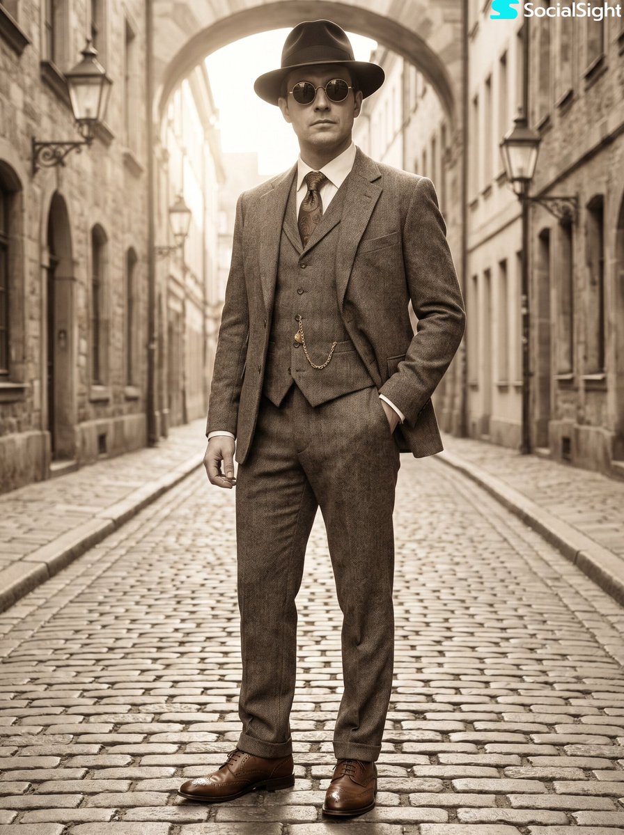 Sepia Gentleman in 1920s European Street Style