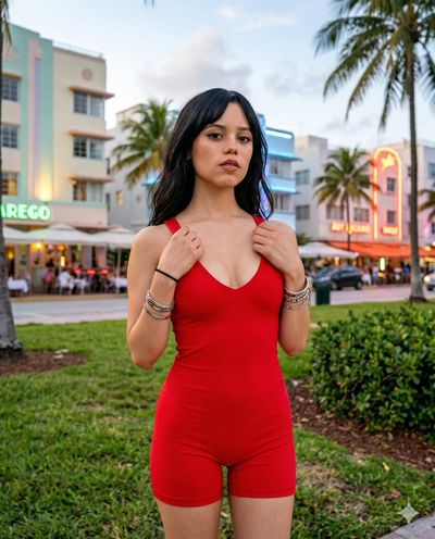 Tropical Evening Elegance: Urban Nightfall Fashion Portrait