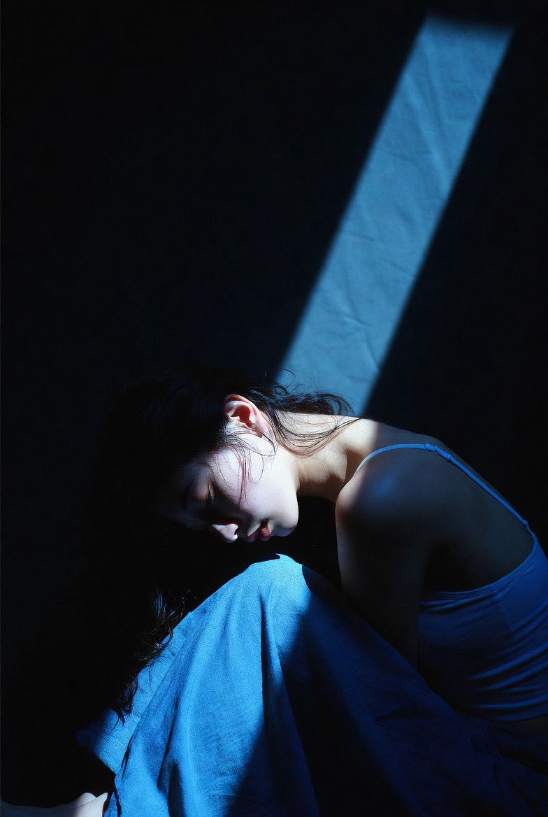 Silent Contemplation in Cold Blue Light