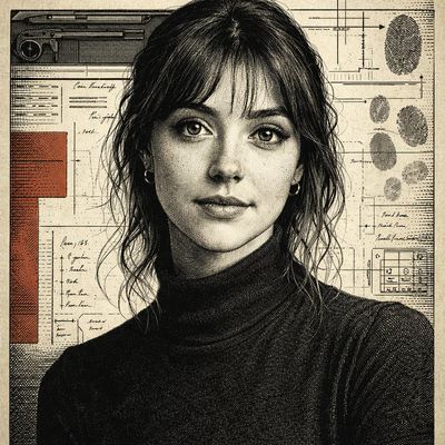 Hyper-Realistic Vintage Noir Portrait in Forensic Ink Style