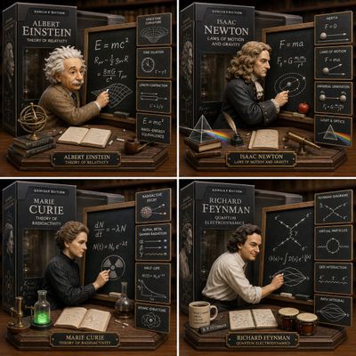 Genius Grid: Four Physicists in Premium Diorama