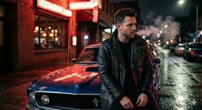 Midnight Mustang: A Cinematic Portrait in the Rain