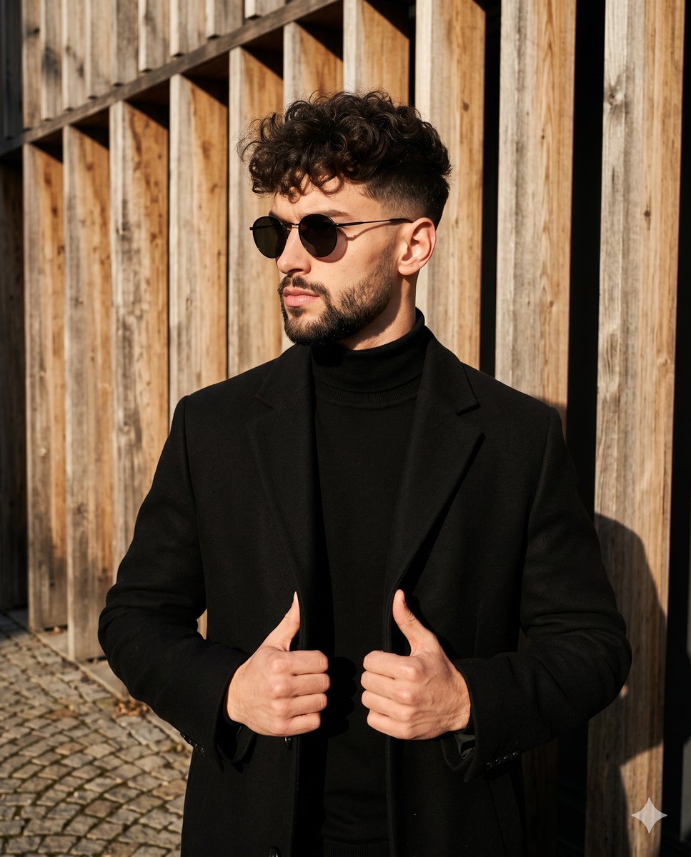 Sharp Contrasts: Tailored Elegance in Golden Light