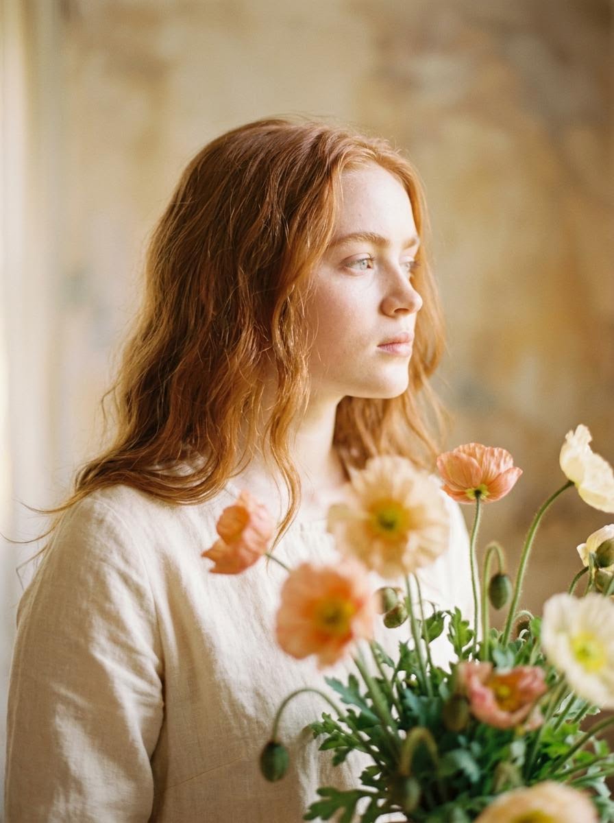 Dreamy Portrait with Delicate Floral Veil