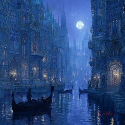 Moonlit Canals: A Serene Urban Dreamscape