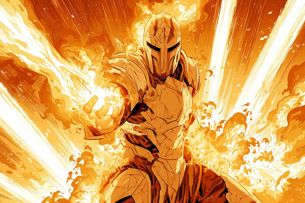 Solar-Flare Avenger channels sun's power in explosive combat pose
