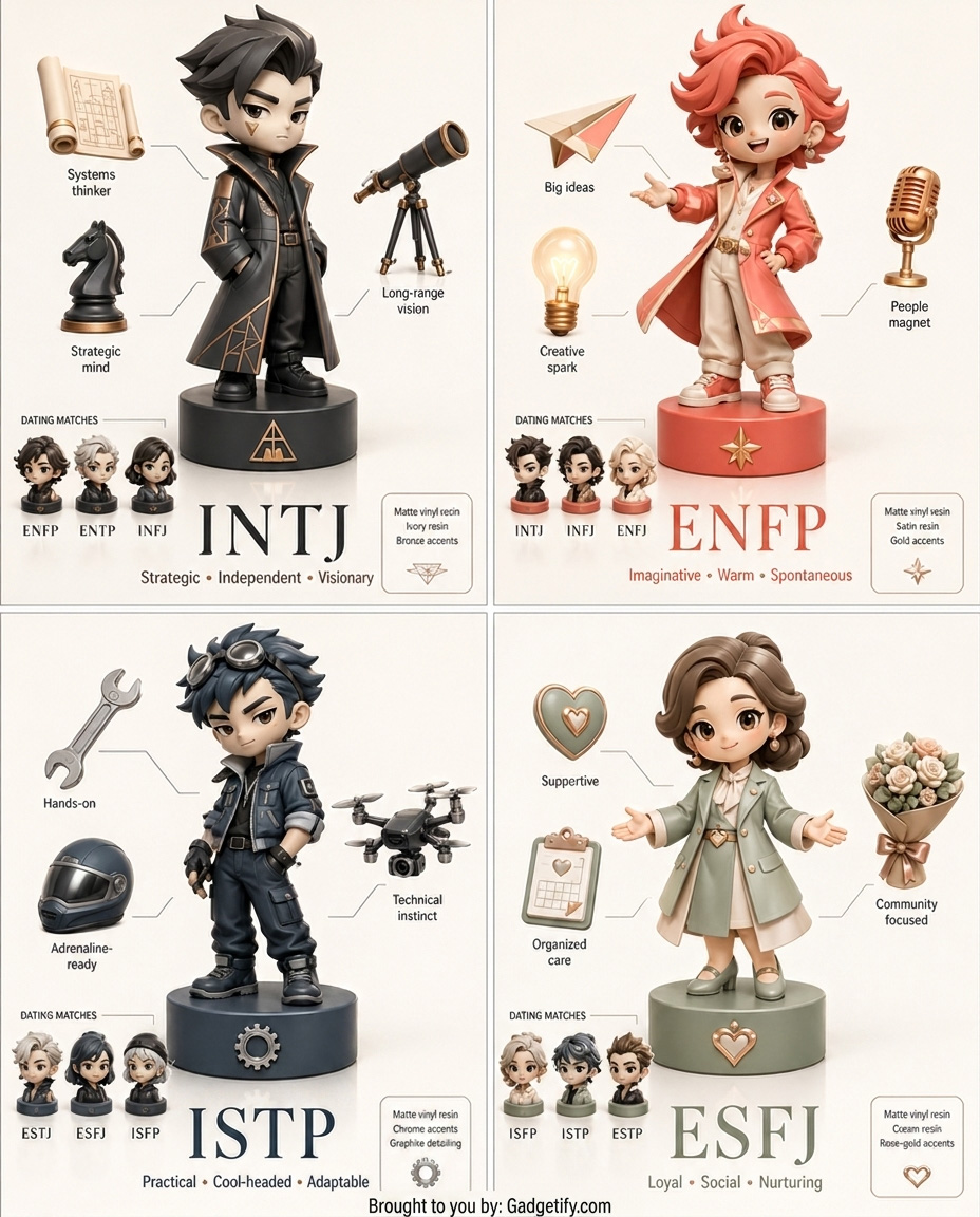 4 MBTI Personalities Visualized as 3D Designer Toys