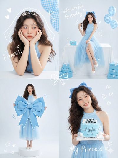 Whimsical Birthday Elegance: A Korean Idol Collage