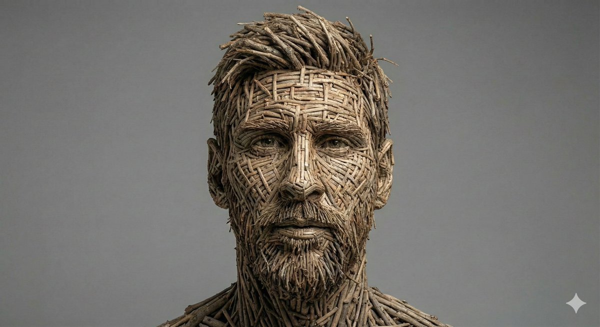 Nature's Portrait: A Face of Twigs