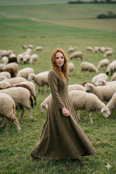 Elegant Harmony: Fashion Meets Pastoral Life