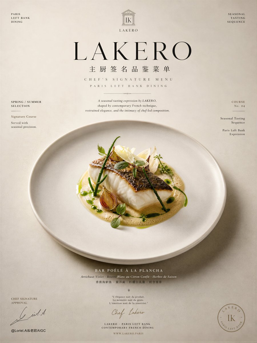 A butter-poached fish rests on a pristine white plate