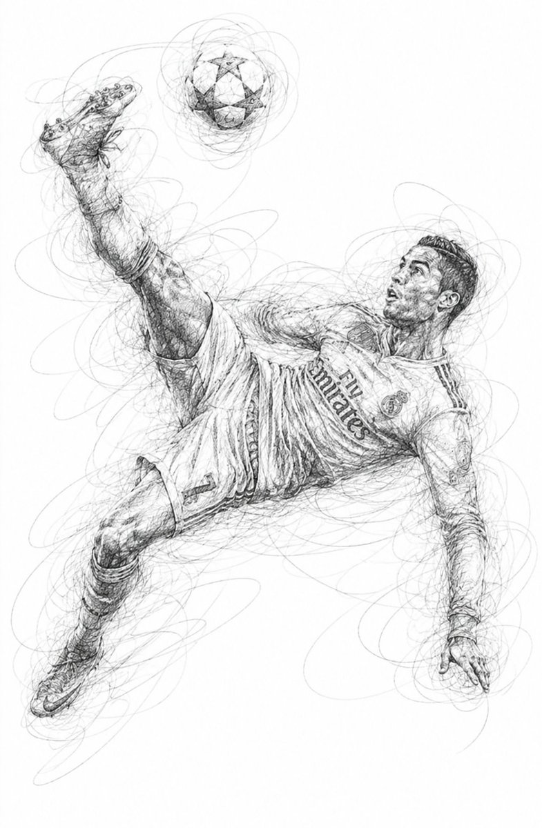 Messi dribbles with intense focus while Ronaldo flies for a bicycle kick