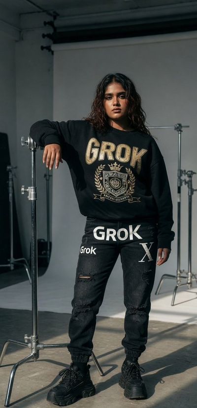 Edgy Studio Portrait of a Modern Streetwear Model