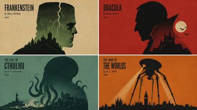 A minimal poster merges a character profile with a city skyline in flat ink