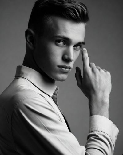 Intense gaze captivates in classic black and white portrait
