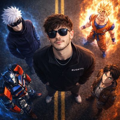 Cinematic Top-Down Hybrid: Real Boy Among Iconic Anime Heroes