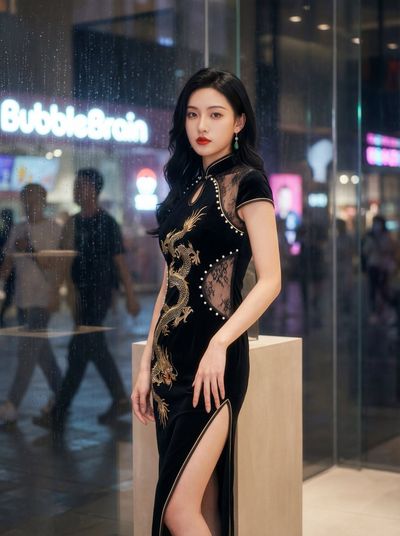 Elegance Encased: A Fashion Portrait in Beijing's Nightlife