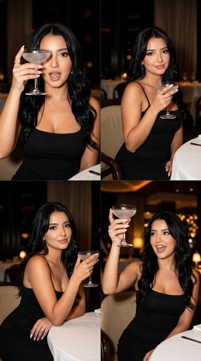 Glamorous Nightlife Collage with Vintage Cocktails