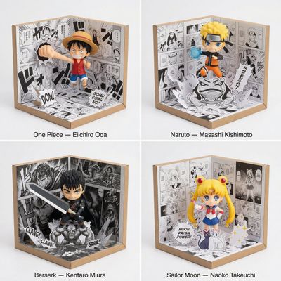 Chibi Manga Diorama: A Playful Tribute to Iconic Heroes