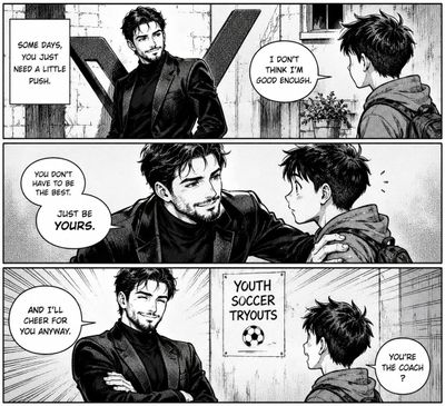 A manga hero finds hope in a simple black-and-white comic strip
