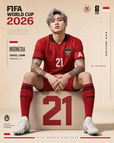 Indonesian star sits on block number 7 in FIFA poster