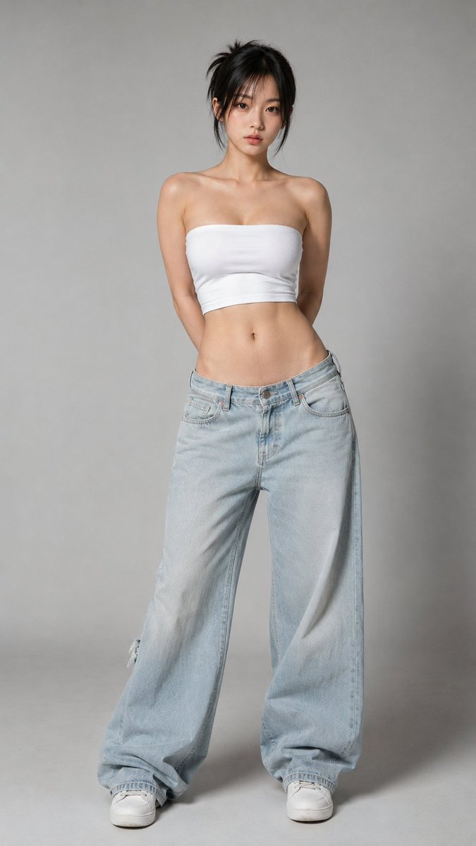 Ultra-Photorealistic Minimalist Korean Fashion Studio Portrait with Natural Lighting