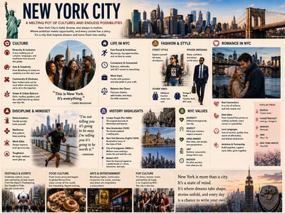 New York City's diverse cultures shine in a premium infographic poster.