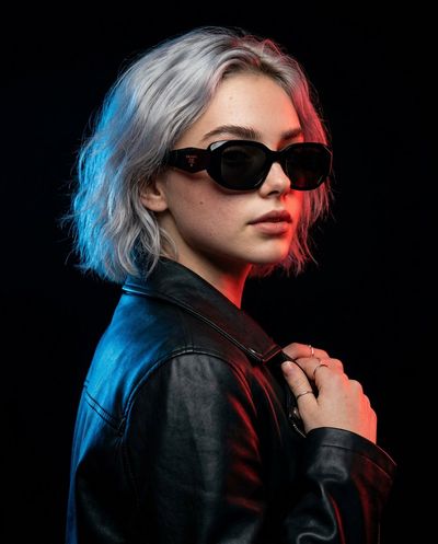 Chic Side-Profile in Cinematic Fashion Lighting